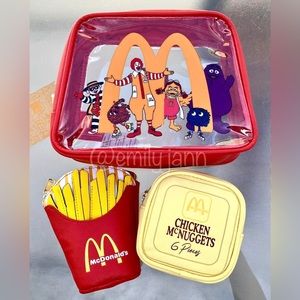 McDonald's Red Clear Character Cosmetic Bag with Fries & Nugget Pouches